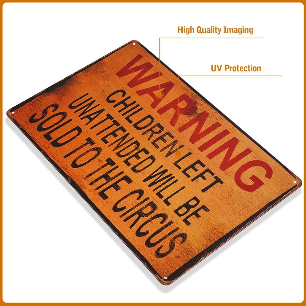 dingleiever-TIN Sign Warning Children Circus Metal Decor Art Kitchen Store Ranch Bar