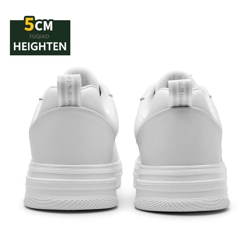Nové boty pro zvýšení výšky pro muže Plochá/5cm Neviditelné tenisky s podpatkem Černá Bílá Kůže Sportovní Zapatillas De Hombre