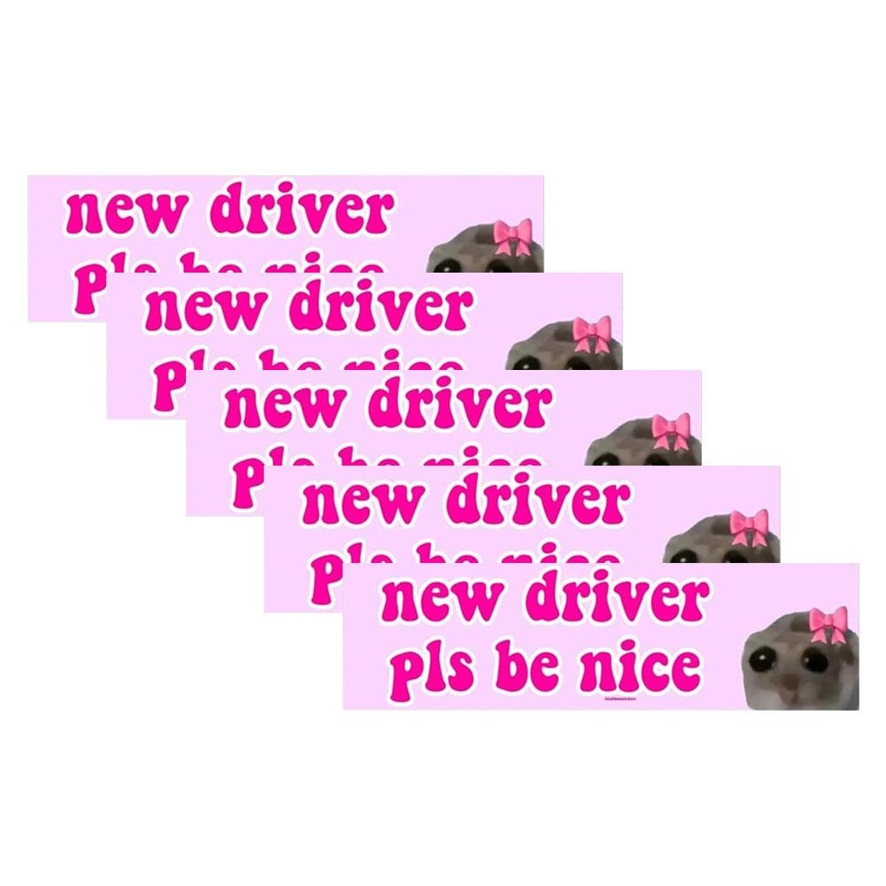 New Driver Please Be Nice Sticker Funny Meme Waterproof StickerSelf Adhesive Learner Driver Sticker Car Accessories
