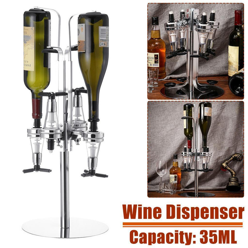 Desk Mounted 4 Station Liquor Dispenser Bar Butler Wine Dispenser Alcohol Bottle Dispenser Drinking Pourer Bar Accessories