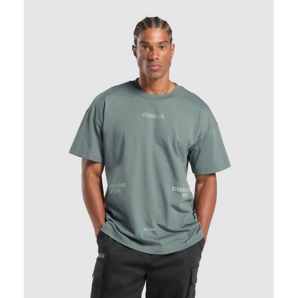

Gymshark STrengTh DepT Graphic T shirT Cargo Teal A1c3v Tbng S