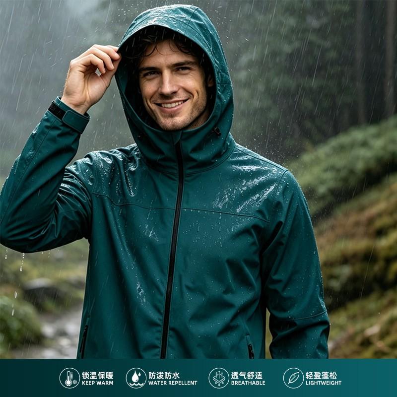 Womens Hooded Hiking Jacket Waterproof Windproof Outdoor Trekking Coat