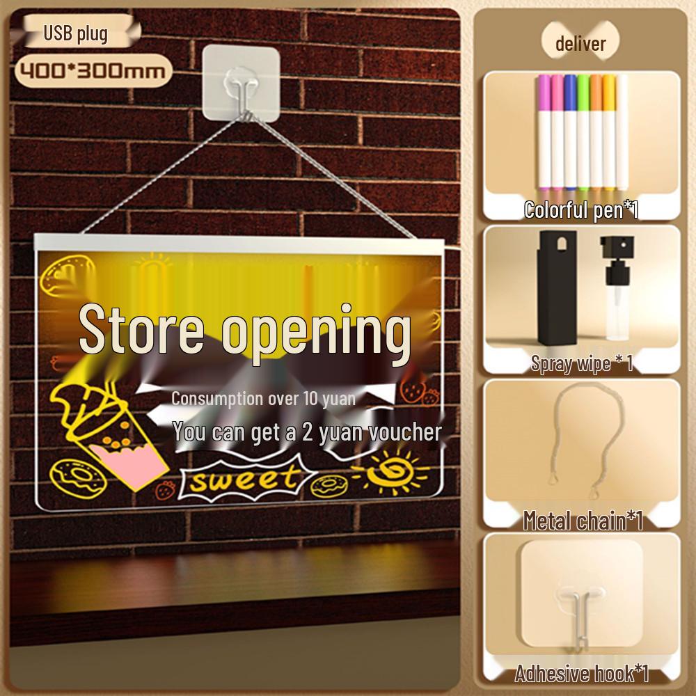 Erasable Fluorescent Acrylic Desktop Blackboard with Light