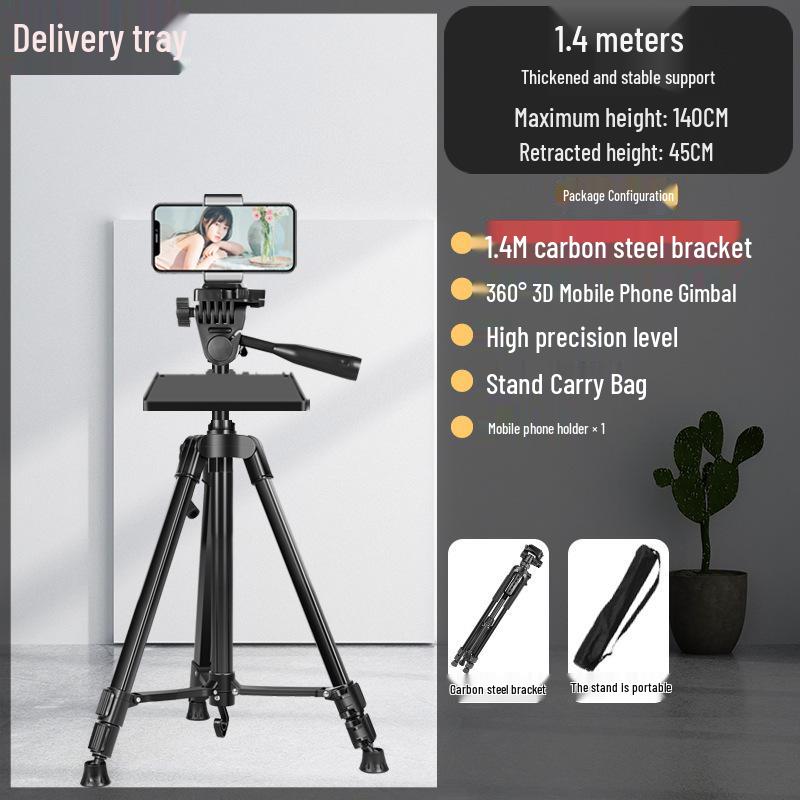 2025 Mobile Streaming Stand: Tripod with Tray, Fill Light & Selfie Features
