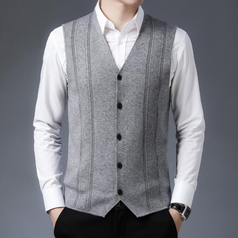 Men S Middle Age Sleeveless Knitted Cardigan Jacquard Dad Vest