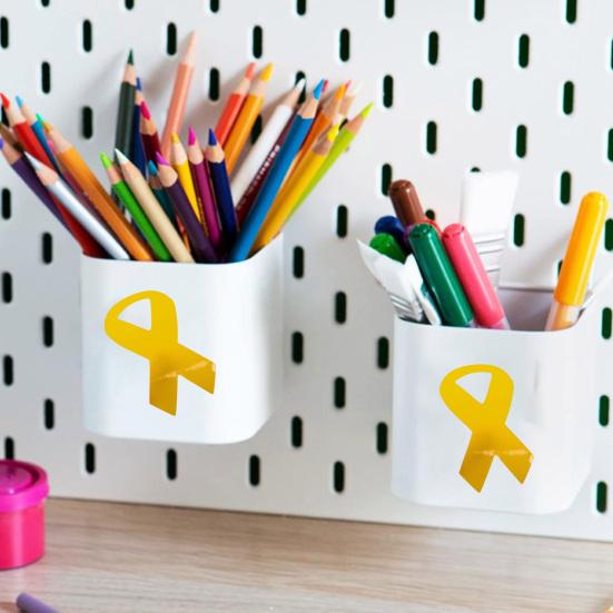 Golden Ribbon Stickers Childhood Cancer COPD Awareness Stickers Self-adhesive Ribbon Shape Stickers for Fundraising Awareness Campaigns