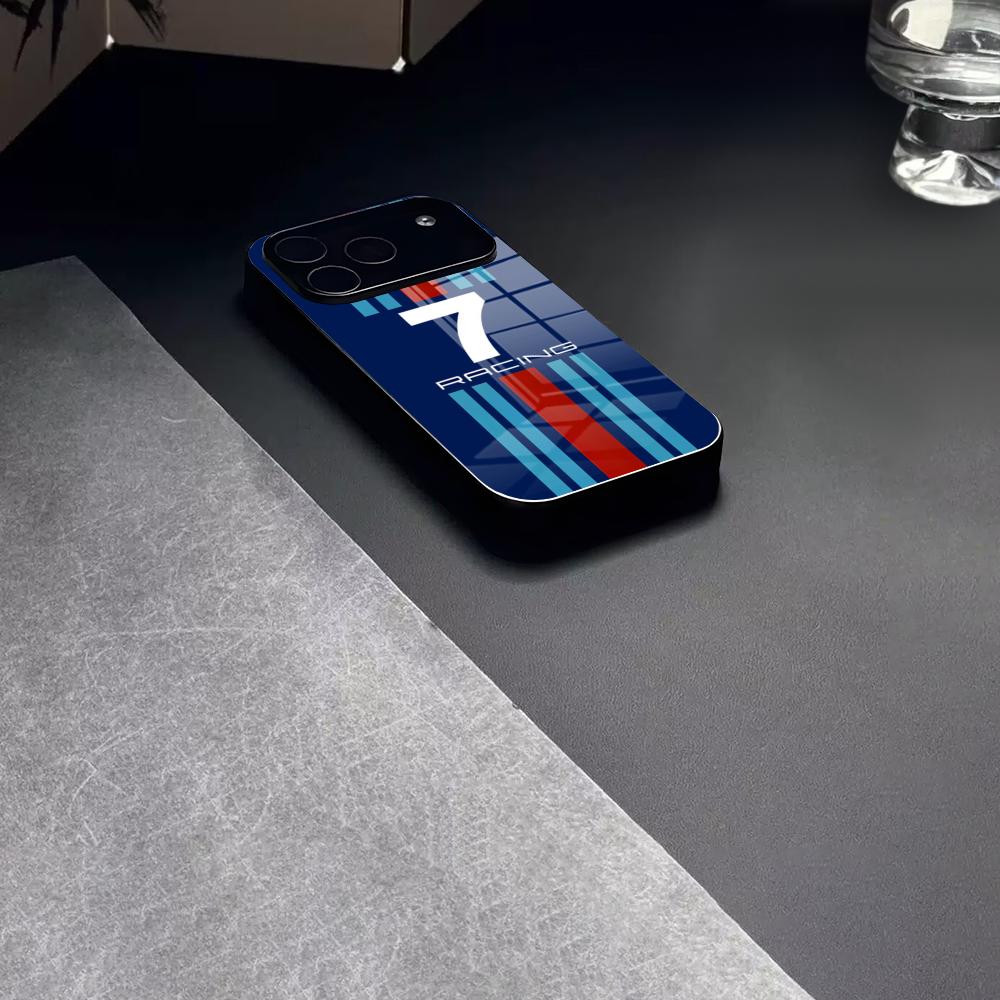 Martini Racing Horizontal Stripe Phone Case Tempered Glass For IPhone 17 15 16 14 12 13 11 Pro XS Max Plus Mini Cover