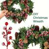 10Pcs DIY Red Berry Branche Snow Frosted Fake Plant Ornament Christmas Tree Pendant  Party Supplies