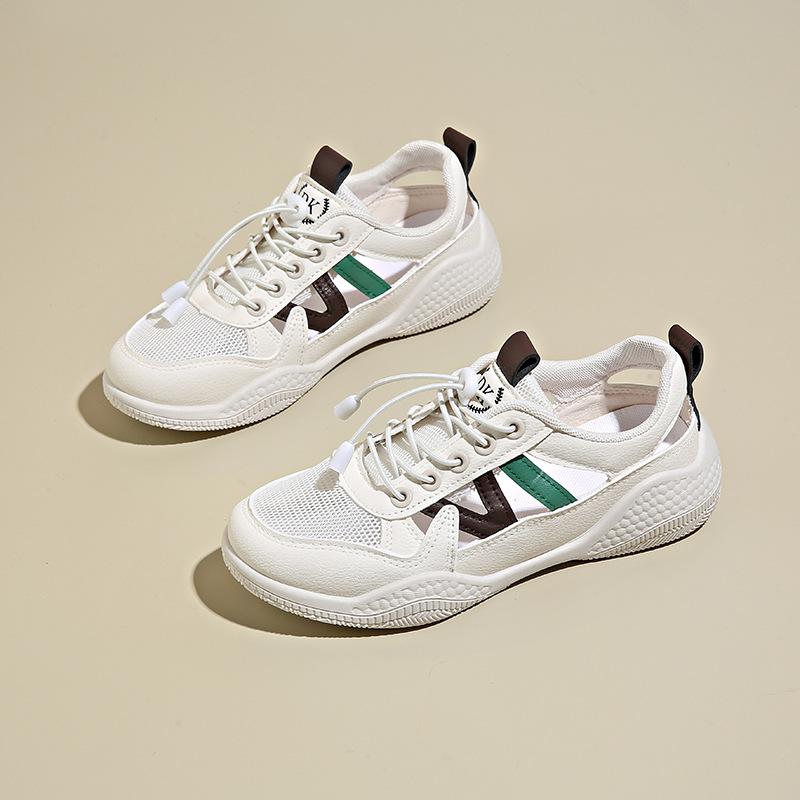 2025 little white shoes children's summer new Korean version ins female students hollow breathable versatile board shoes sports WS002