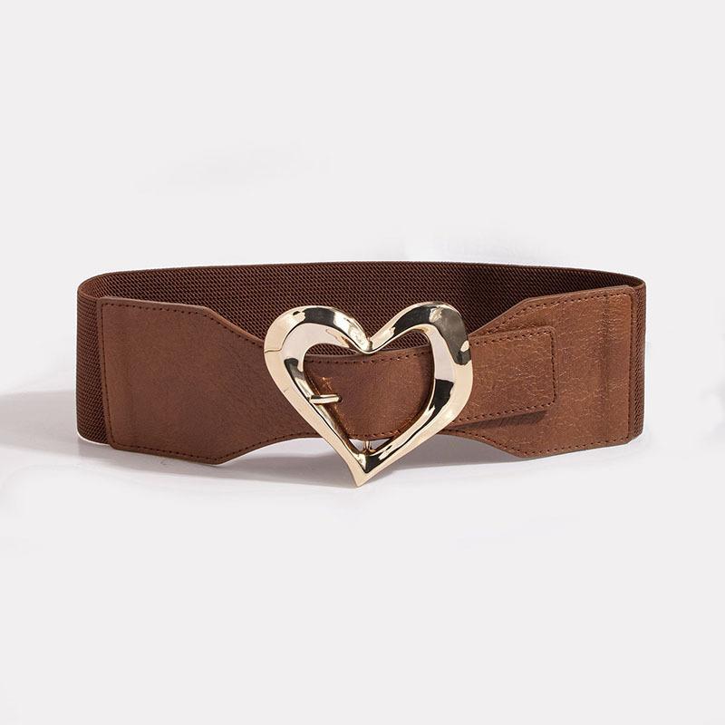 

Атмосферный Сладкий Женский Эластичный Пояс Пряжка Любви Широкий Кожаный Пояс-Печать