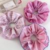 Pink Stripes Ruffles Hair Scrunchies Headbands for Women Girls Sweet Romance Hair Rope Tie Horsetail Rubber Band Headdress