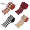 63mm Christmas Ribbon Wired Classic Plaid Thicker DIY Anti Fade Gift Packing Imitation Flax Large Bowknot Making Xmas Tree Ribbon