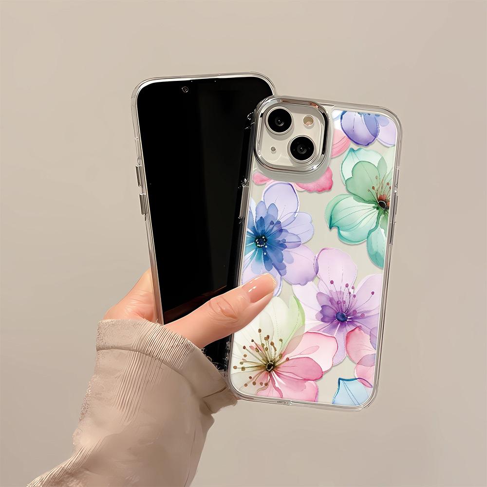 Colorful Large Flowers Soft TPU Case For IPhone 16 16E 15 14 Plus 13 12 11 Pro Max X XS XR 7 8 Plus Cover Case Funda Bumber