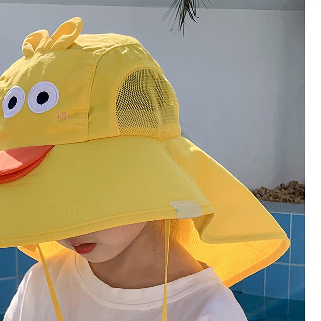 Children Summer Hat Lovely Big Brim Sunscreen Hat Fisherman Hat for Baby Boy Girl Yellow Free Size