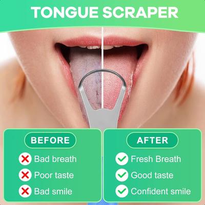 Tongue Scraper for Adults Metal Stainless Steel Tongue Scraper Cleaner with Case Travel Essentials Reduce Bad Breath and Breath
