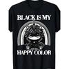 Black Is My Happy Color Goth Girl Emo Gothic Unicorn T-Shirt - Soft Retro Graphic Tee with Rainbow & Unicorn Design, Edgy Casual Wear for Men &