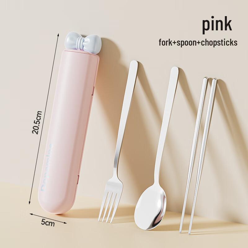 304L Stainless Steel Portable Cutlery Set with Bow Design