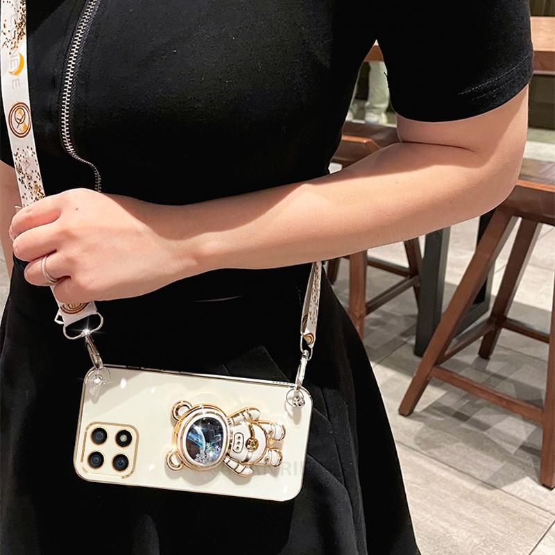 Honorx8 Umhängeband Vergoldetes Etui Für Huawei Honor X8 X8a X6 X6a X6s 4g 5g 70 90 Lite X7 X7a Silikon Ständer Hülle Honorx8a