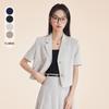 Beige Women's Slim Fit Short-Sleeve Suit Jacket - Petite 2025 Spring Collection