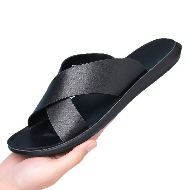 Slippers Men's TEMU Summer Casual Beach Sandals Men's Korean Version Personalized Large Size Slippers Leather Sandals