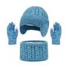 Набір дитячої шапки, шарфа та рукавичок, 3 шт./набір, барвиста шапка з текстурою скручування, потовщена плюшева підкладка, гетра для шиї, набір в'язаних рукавичок