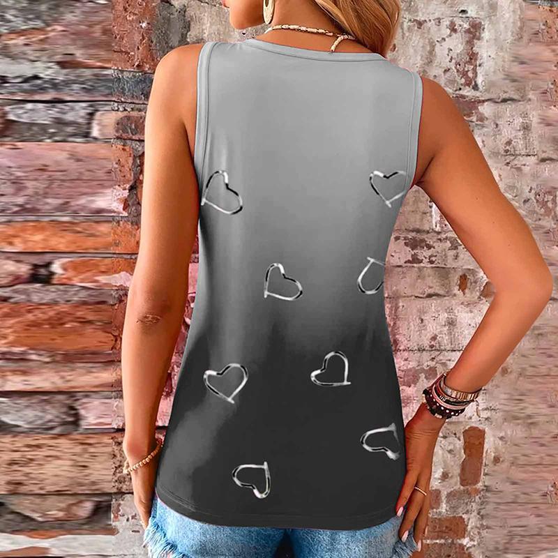 Letní ležérní tričko bez rukávů s přechodovou barvou Women Love Heart Vest