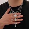 SHIXIN 4 Pcs/Set Hip Hop Punk Jesus Cross Pendant Necklace for Men Trendy Gold Color Adjustable Clavicle Chain Rock Jewelry Gift
