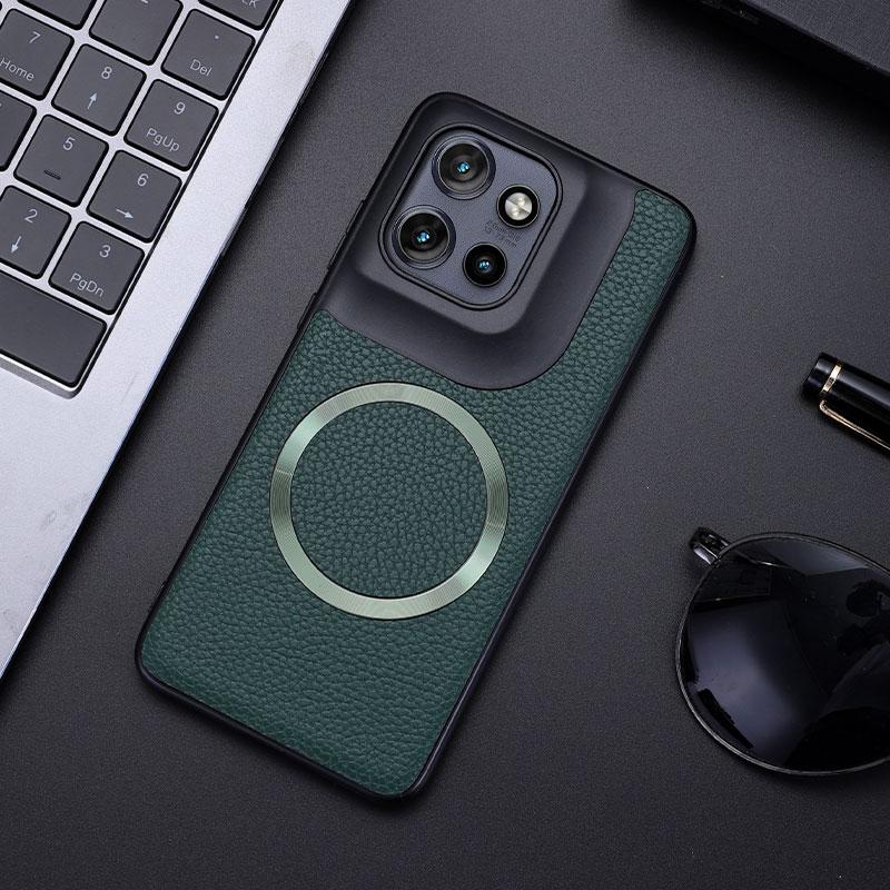 

Чехол для телефона Magsafe Litchi из искусственной кожи Motolora Thinkphone25 Moto Edge 50 Neo 50 Pro Fusion X50 Ultra Matte Soft Bumper Cover Thinkphone25 2024 темно-зеленого