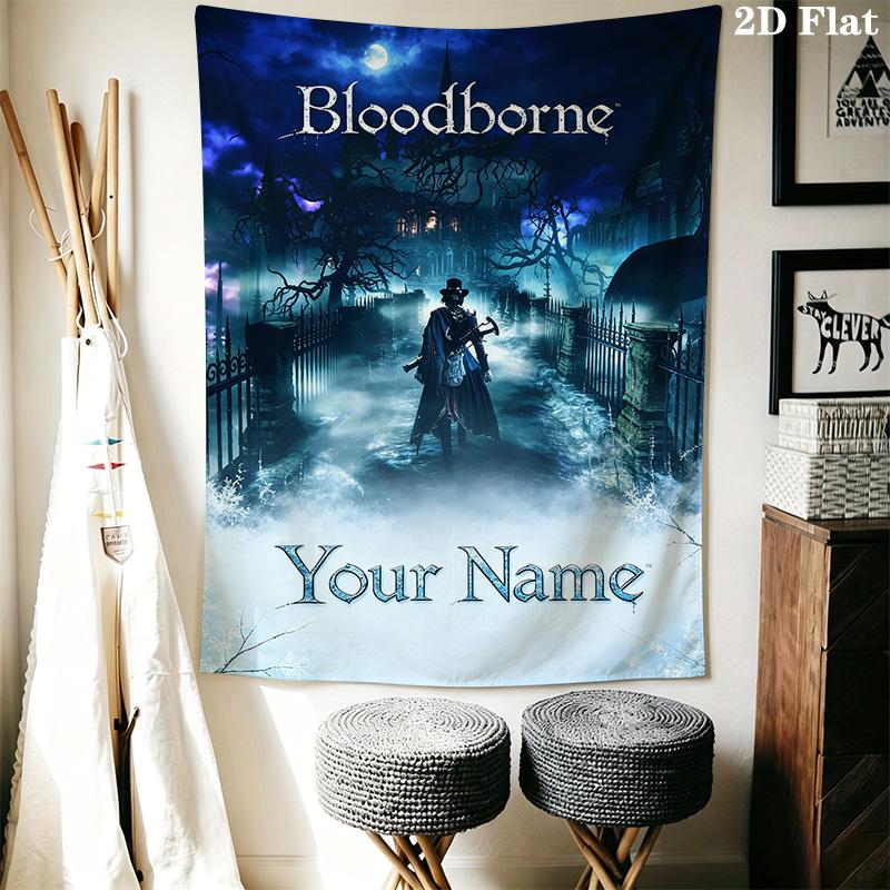 Name Custom Bloodborne Wall Tapestry Aesthetic Wall Hanging Printed Fabric Blanket Decorative Tapestries for Bedroom Living Room Home Decor