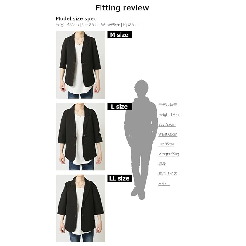 [arcade] tailored jacket men's 3/4 sleeve Thin Refreshing lightweight summer jacket seersucker spring/summer jacket jacket M navy