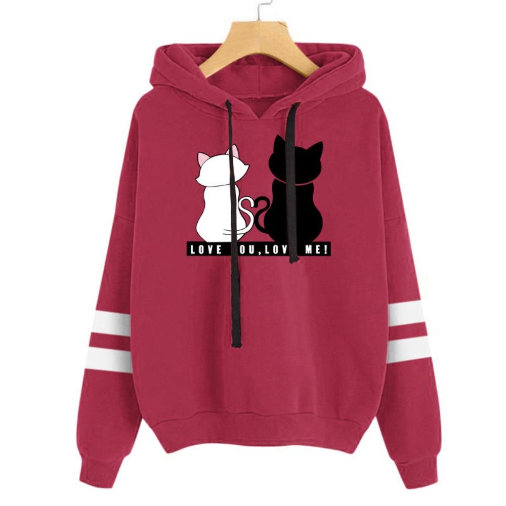 New 2025 Autumn and Winter Long-sleeved Printed Jacket Hooded Loose Sweater Women