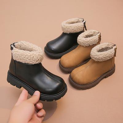 Koreaanse Versie Suède Winter Kinderschoenen Grote Kinderen Martin Boots Meisjes Bont Korte Laarzen Meisjes Suède Laarzen voor Warmte