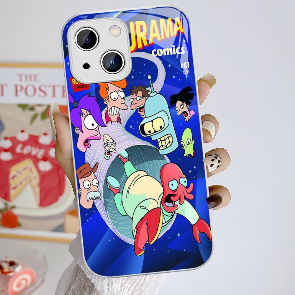 F-Futurama-Bender Art Phone Case Tempered Glass For Iphone 14 13 12 11 Pro Mini XS MAX 14Plus X XS XR Cover