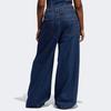 Adidas Originals X Ivy Park Collaboration Three Leaves Button Closure Split Hem Wide Leg Jeans Women Jeans Blue H61716