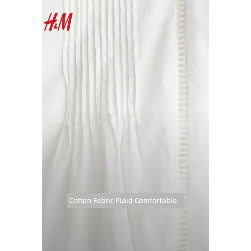 

HM Women clothes Shirts 2025 Summer New Oruo Style Lace Intarsia Ruffle Sleeve Mouth Loose Long sleeve 1271121 Cream color 155/80