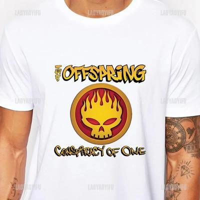 The Offspring Flame Skull Logo Head Punk Tshirt Rock Band Fans Fashion Streetwear Casual Unisex's T-Shirt Casual Hipster Loose Tees