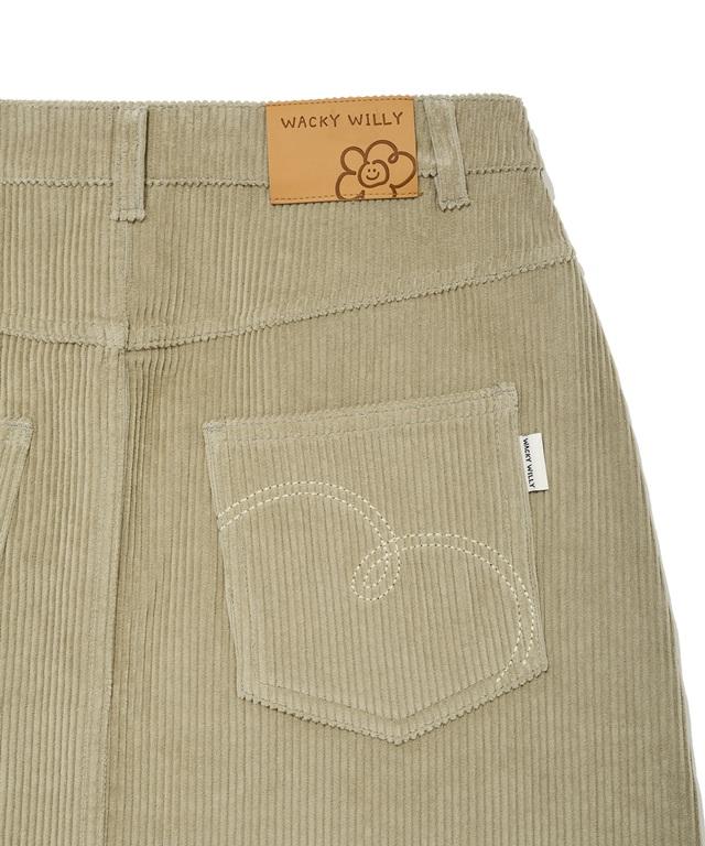 Wacky Willy Women'S Corduroy Carpenter Midi Skirt Light Khaki