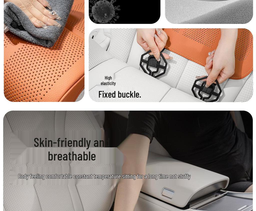 Yangwang Car Seat Cushion with Integrated Leg Rest, All-Season Comfort, Breathable Lychee Pattern for Driver and Passenger Seats