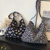 Urban Leopard Print Bow Pattern Canvas Crossbody Bag For Daily Casual Use