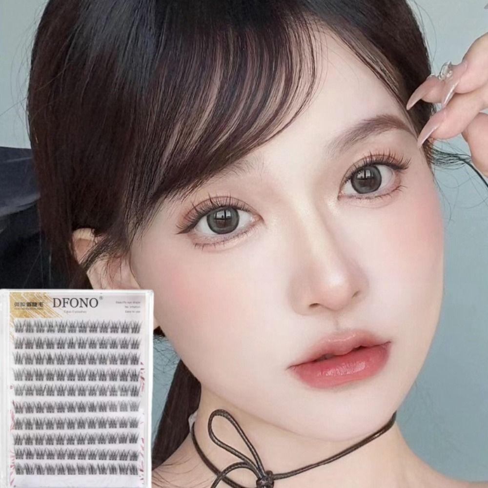 

Soft Glue Free Fake Eyelashes Curled Cluster False Lashes Self Adhesive False Eyelashes Make Up 10-12MM