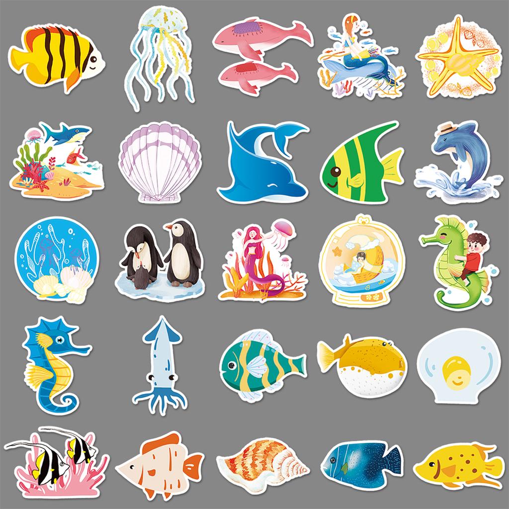 50 Photos of Marine Cute Bio Fashionable DIY Hand Account Suitcase Car Laptop Decoration Stickers