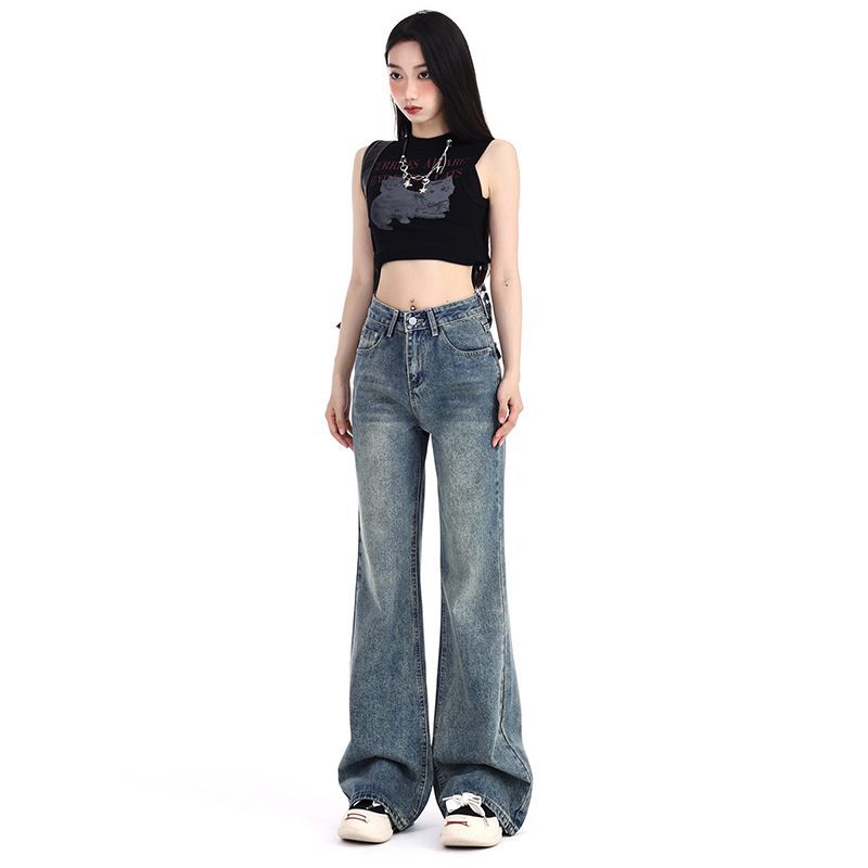 Damen Jeans Schlaghose Freizeit Schlankmachend Vintage Inspiriert Frühling Herbst Hoher Bund Glockenhose Damen Hose Schlag Jeans Y2k