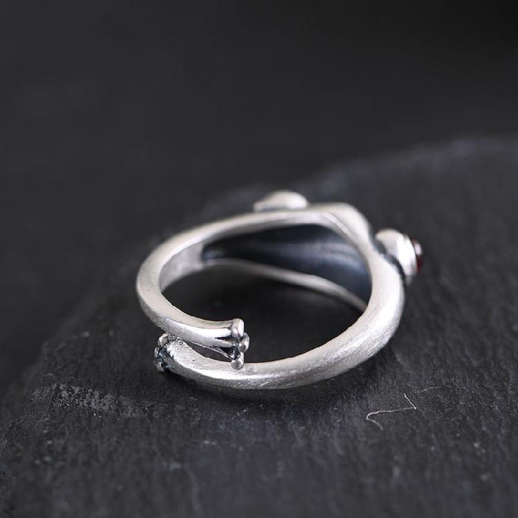 Silver Frog Open Rings Vintage Cute Animal Finger Ring for Women Men Couples