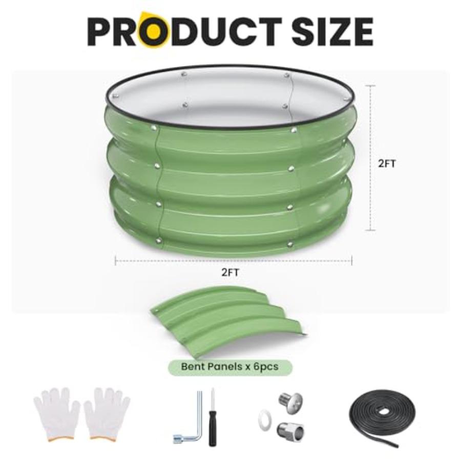 Galvanized Raised Garden Bed 2pcs 2x2x1 FT Round Metal Outdoor Planter Box with Open Bottom Rust-Resistant Steel Garden Bed for