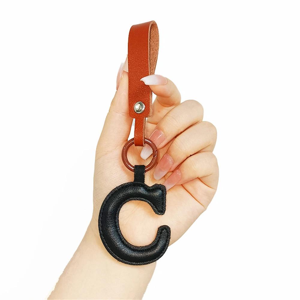 Creative PU Leather 26 Letter Keychains Fashion Alphabet Keyrings Handbag Ornaments Pendant Car Key Holder Accessories Gifts
