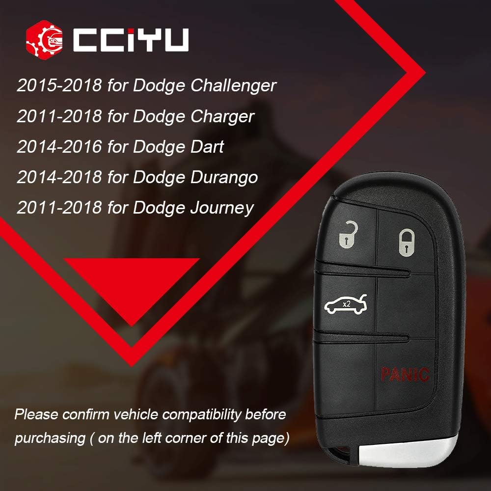 Cciyu 1 X Kapaklı Anahtar Fob Kesilmemiş Bıçak (KABUK KILIF) 4 Düğmeli M3N-40821302 için 4 Düğmeli Yedek 11-18 Dodge Charger 15-18 Dodge için