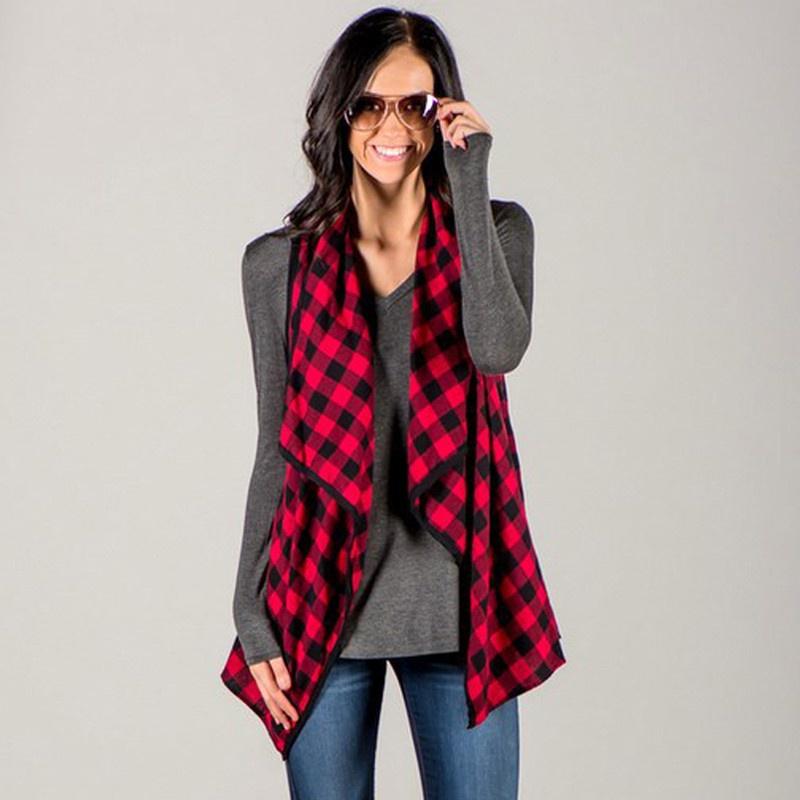 womens plaid vest cardigan