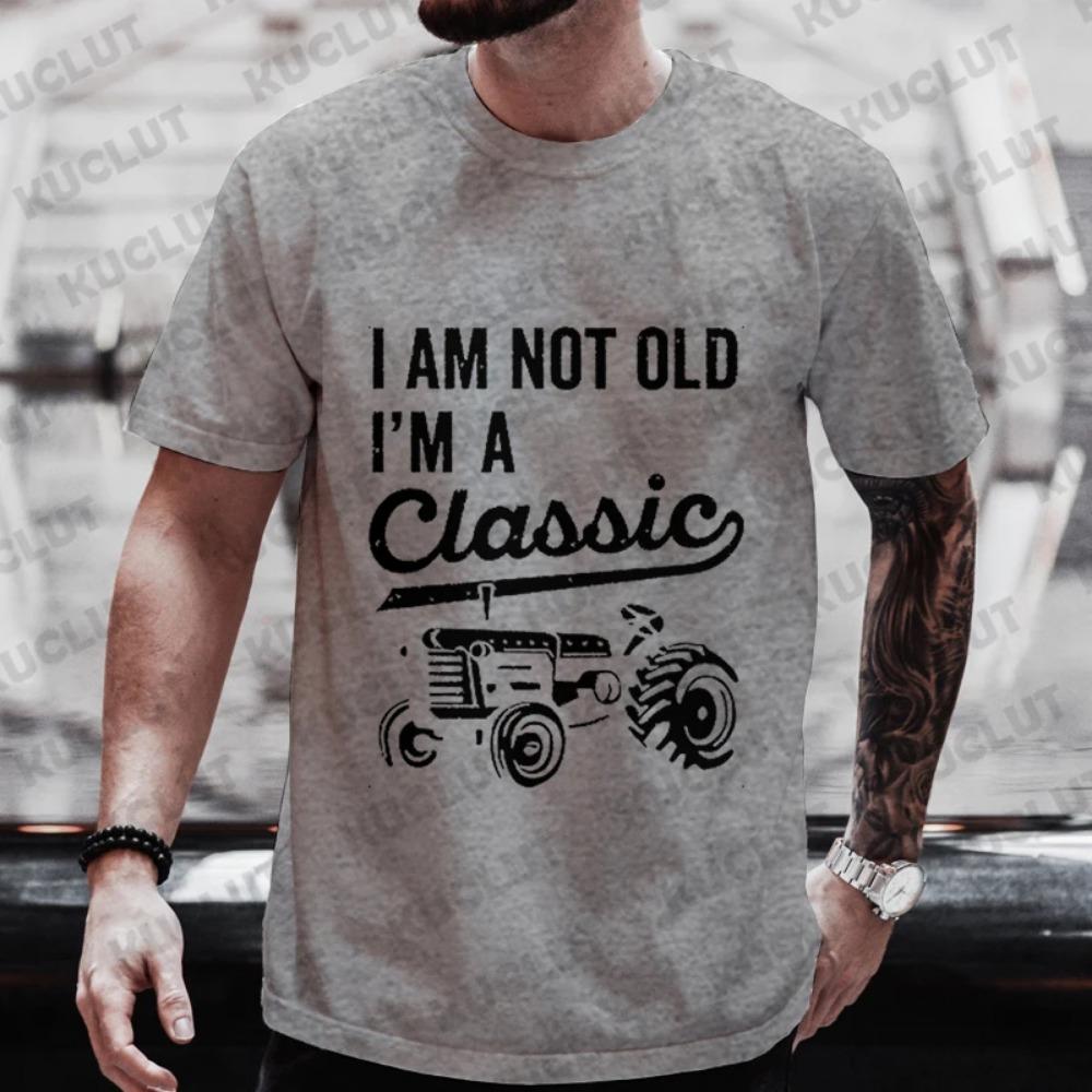 Men T-shirts Grandpa Men Clothing I'm Not Old I'm A Classic T-shirt I'm A Classic Funny Birthday Tshirts Grandfather Car Tee Top