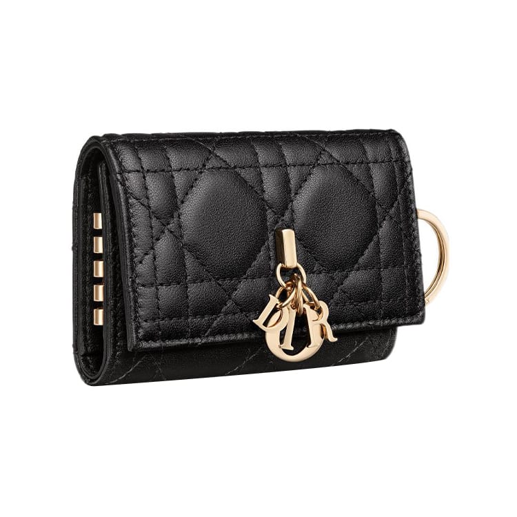DIOR Lady Dior Lambskin Key Pouch Women's Black S0983ONMJ-M900