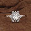 Zhenrong Creative Rhinestone Snowflake Ring, European-American Style, 18K Gold Plated, Rose Gold, Simulated Diamond.